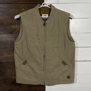 Legendary‎ Whitetails Vest Mens Large Beige Canvas Quilt Lined Cross Trail